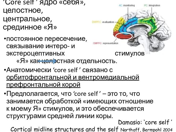 ‘Сore self ’ ядро «себя», целостное, центральное, срединное «Я» постоянное