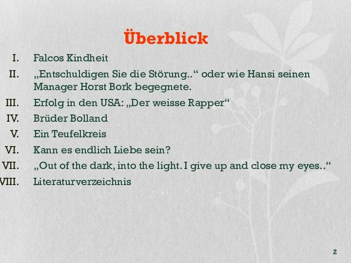 Überblick Falcos Kindheit „Entschuldigen Sie die Störung..“ oder wie Hansi