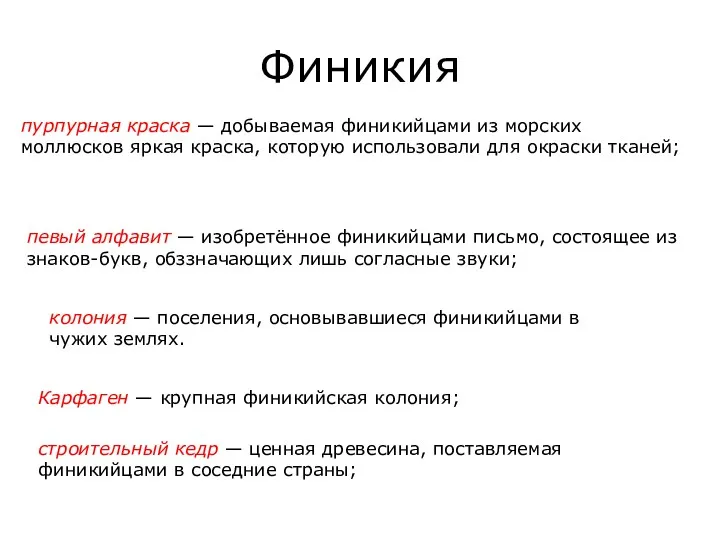 Финикия пурпурная краска — добываемая финикийцами из морских моллюсков яркая