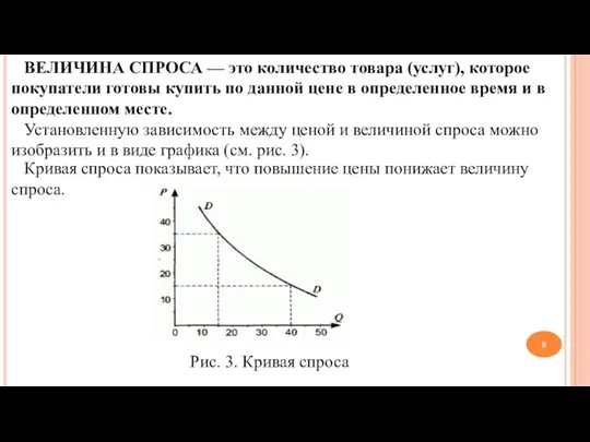 ВЕЛИЧИНА СПРОСА — это количество товара (услуг), которое покупатели готовы