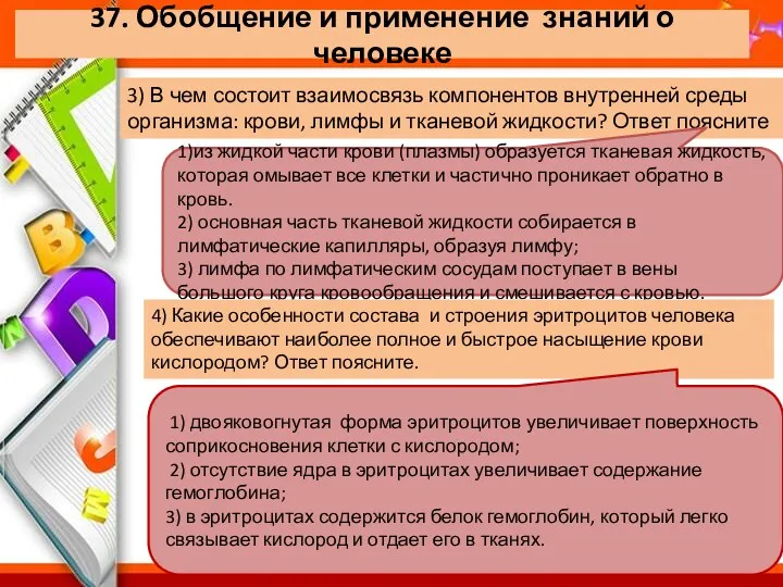 37. Обобщение и применение знаний о человеке 3) В чем