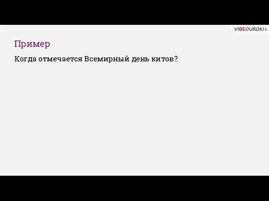 Пример Когда отмечается Всемирный день китов?