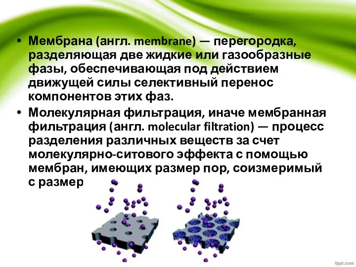 Мембрана (англ. membrane) — перегородка, разделяющая две жидкие или газообразные