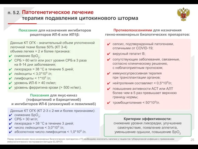 Критерии эффективности: снижение уровня лихорадки, улучшение самочувствия, появление аппетита, уменьшение