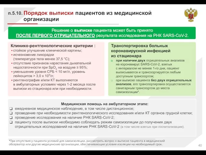 Порядок выписки пациентов из медицинской организации п.5.10. Решение о выписке