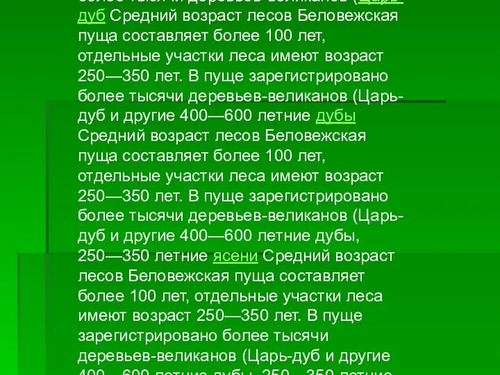 Беловежская пуща является уникальным и крупнейшим массивом древних лесов, типичных