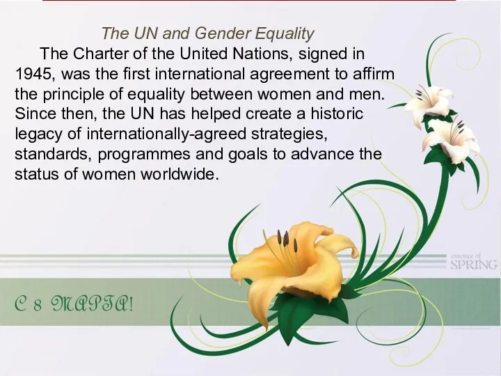 The UN and Gender Equality The Charter of the United