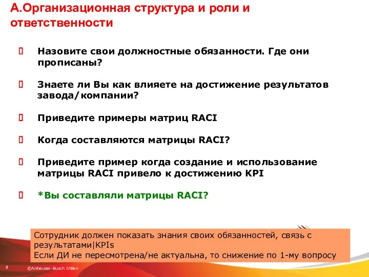 А.Организационная структура и роли и ответственности Назовите свои должностные обязанности.