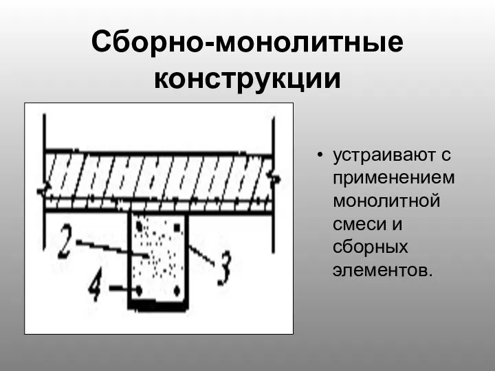 Сборно-монолитные конструкции устраивают с применением монолитной смеси и сборных элементов.