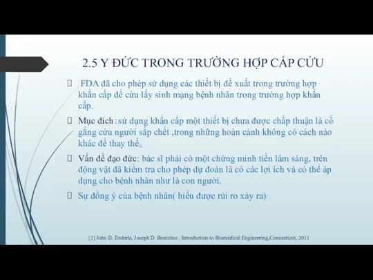 2.5 Y ĐỨC TRONG TRƯỜNG HỢP CẤP CỨU FDA đã