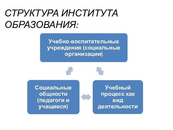 СТРУКТУРА ИНСТИТУТА ОБРАЗОВАНИЯ: