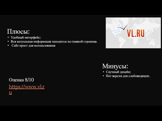 Плюсы: Удобный интерфейс; Вся актуальная информация находится на главной странице.