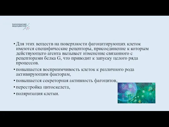 Для этих веществ на поверхности фагоцитирующих клеток имеются специфические рецепторы,