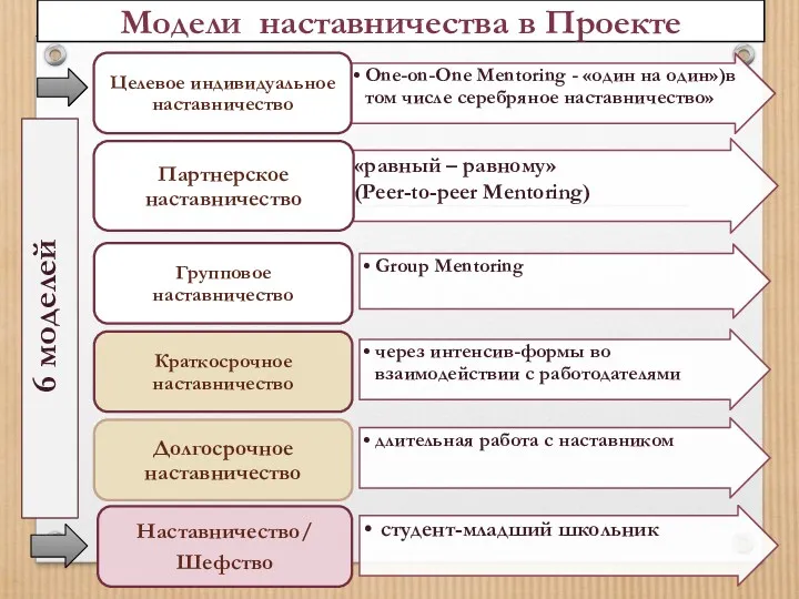 Модели наставничества в Проекте 6 моделей