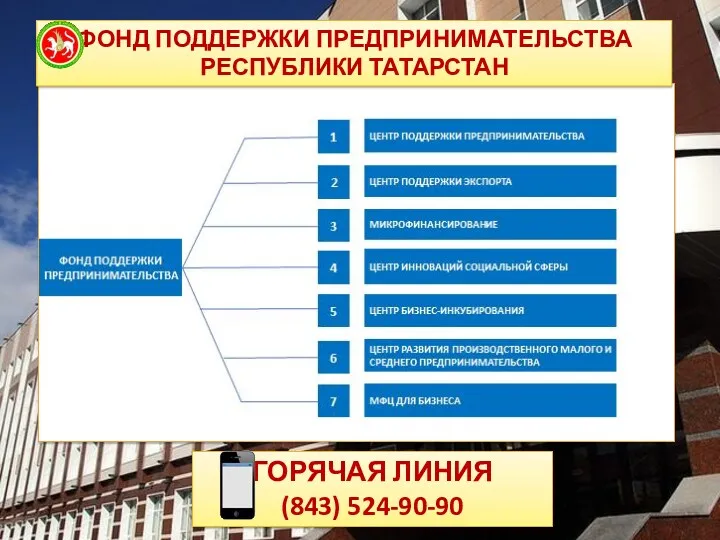 ФОНД ПОДДЕРЖКИ ПРЕДПРИНИМАТЕЛЬСТВА РЕСПУБЛИКИ ТАТАРСТАН ГОРЯЧАЯ ЛИНИЯ (843) 524-90-90