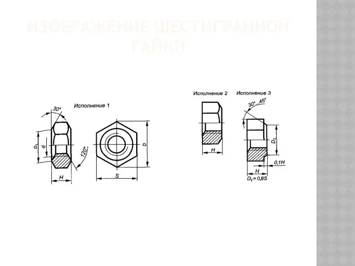 ИЗОБРАЖЕНИЕ ШЕСТИГРАННОЙ ГАЙКИ