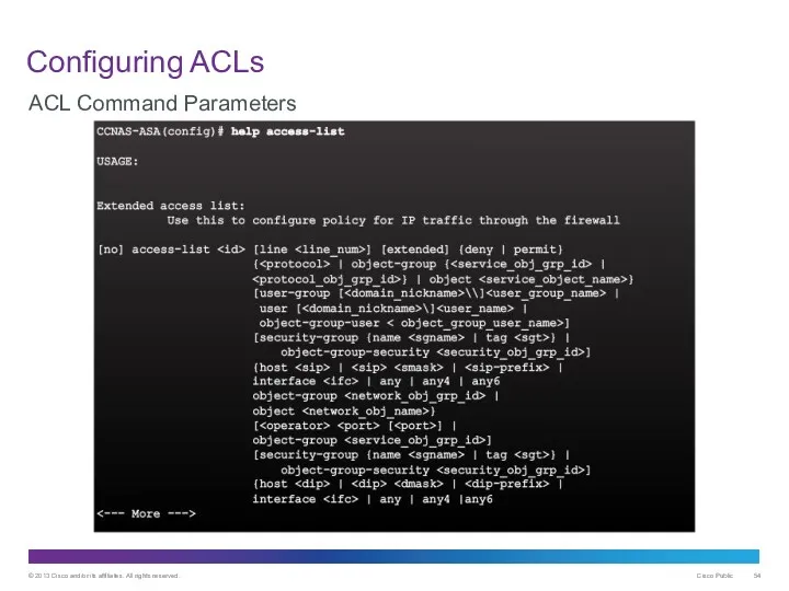 Configuring ACLs ACL Command Parameters