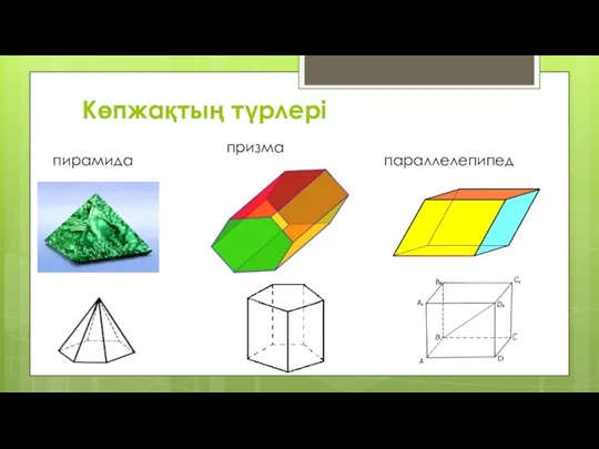 пирамида призма параллелепипед Көпжақтың түрлері