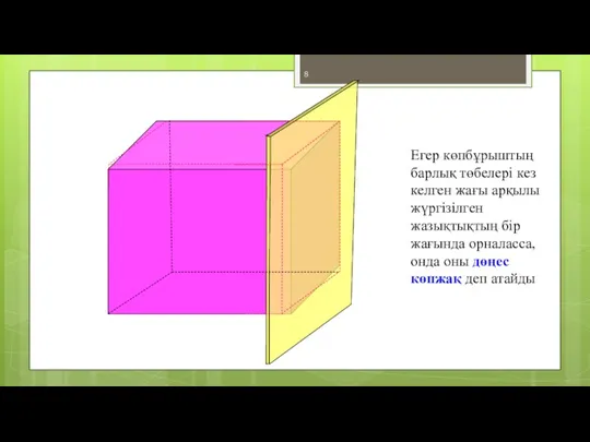 Егер көпбұрыштың барлық төбелері кез келген жағы арқылы жүргізілген жазықтықтың