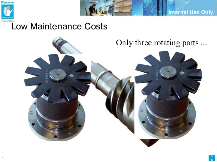 Low Maintenance Costs Only three rotating parts ...