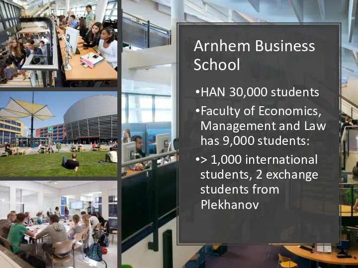 Arnhem Business School HAN 30,000 students Faculty of Economics, Management and Law has