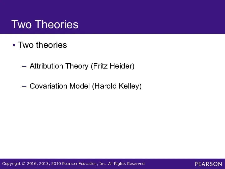 Two Theories Two theories Attribution Theory (Fritz Heider) Covariation Model (Harold Kelley)