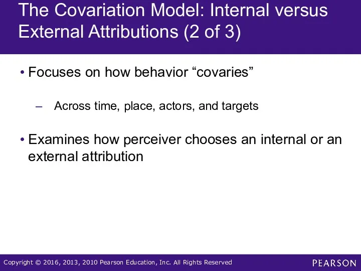 The Covariation Model: Internal versus External Attributions (2 of 3)