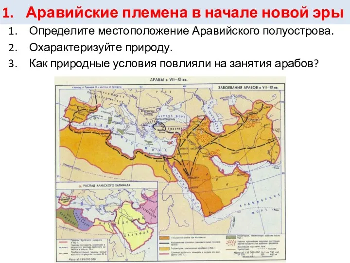 Аравийские племена в начале новой эры Определите местоположение Аравийского полуострова.