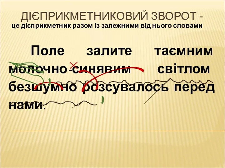 ДІЄПРИКМЕТНИКОВИЙ ЗВОРОТ - це дієприкметник разом із залежними від нього