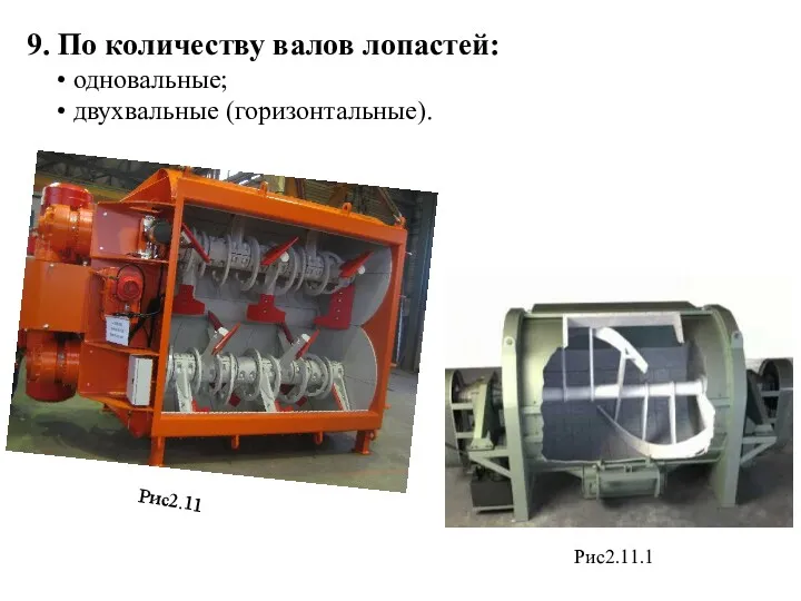 9. По количеству валов лопастей: одновальные; двухвальные (горизонтальные). Рис2.11 Рис2.11.1