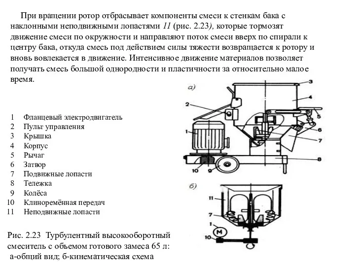 При вращении ротор отбрасывает компоненты смеси к стенкам бака с