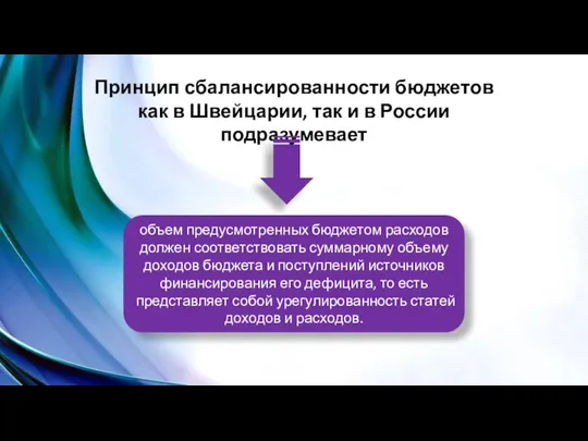 Принцип сбалансированности бюджетов как в Швейцарии, так и в России