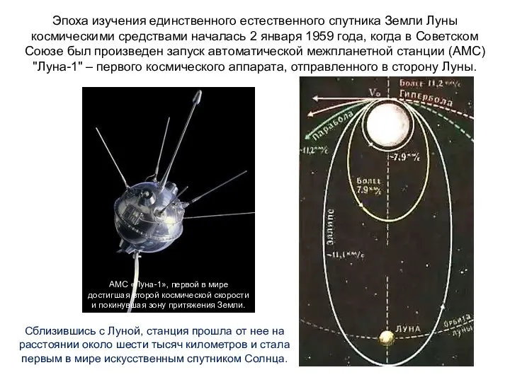 Эпоха изучения единственного естественного спутника Земли Луны космическими средствами началась