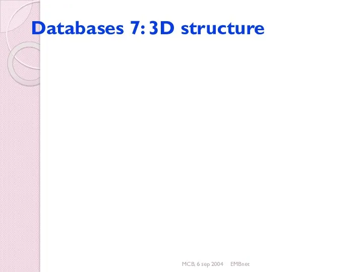 MCB, 6 sep 2004 EMBnet Databases 7: 3D structure