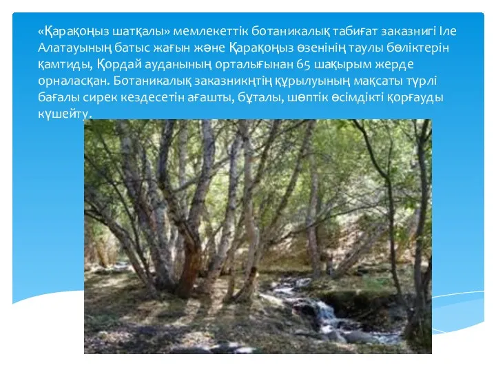 «Қарақоңыз шатқалы» мемлекеттік ботаникалық табиғат заказнигі Іле Алатауының батыс жағын
