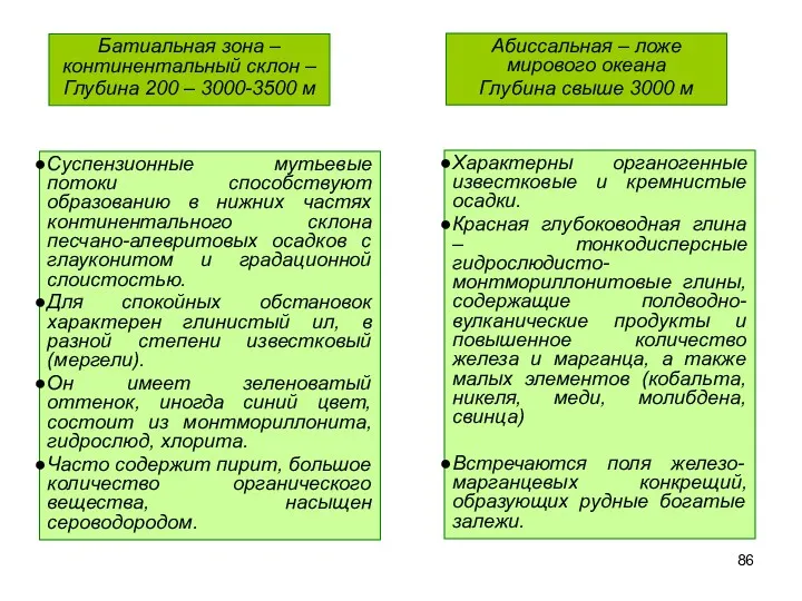 Батиальная зона – континентальный склон – Глубина 200 – 3000-3500