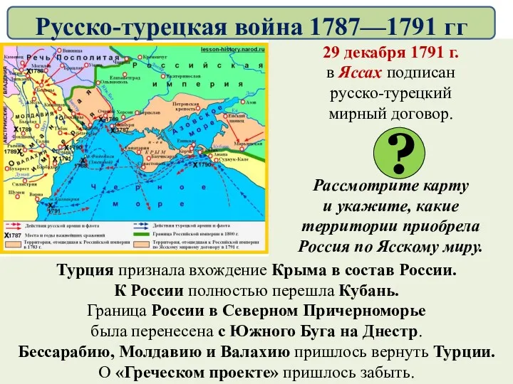 29 декабря 1791 г. в Яссах подписан русско-турецкий мирный договор.