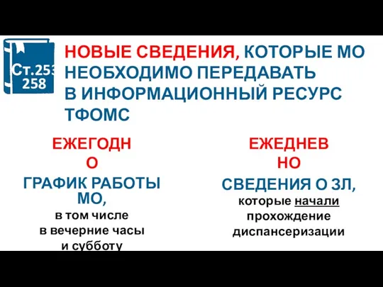 НОВЫЕ СВЕДЕНИЯ, КОТОРЫЕ МО НЕОБХОДИМО ПЕРЕДАВАТЬ В ИНФОРМАЦИОННЫЙ РЕСУРС ТФОМС