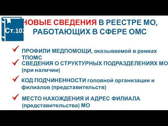 НОВЫЕ СВЕДЕНИЯ В РЕЕСТРЕ МО, РАБОТАЮЩИХ В СФЕРЕ ОМС ПРОФИЛИ