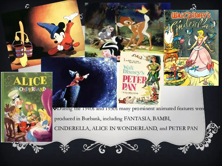 During the 1940s and 1950s many prominent animated features were