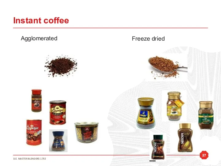 Instant coffee Agglomerated Freeze dried