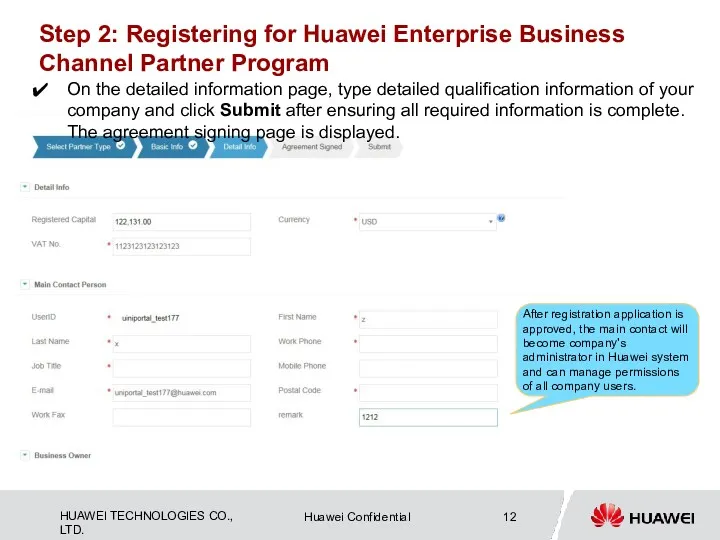 Step 2: Registering for Huawei Enterprise Business Channel Partner Program