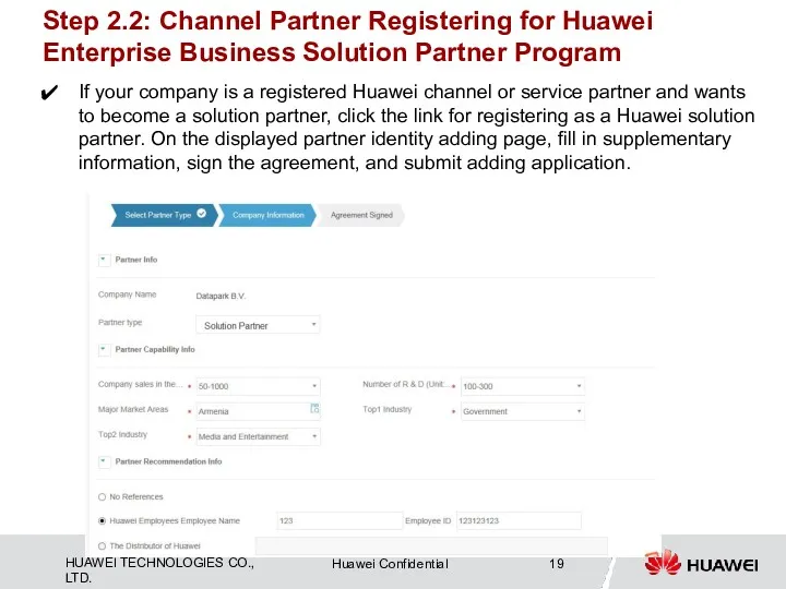 Step 2.2: Channel Partner Registering for Huawei Enterprise Business Solution
