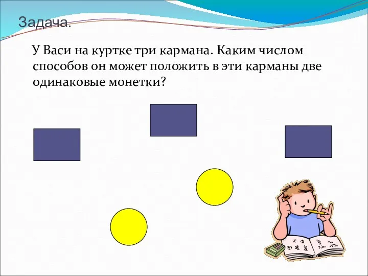 Задача. У Васи на куртке три кармана. Каким числом способов