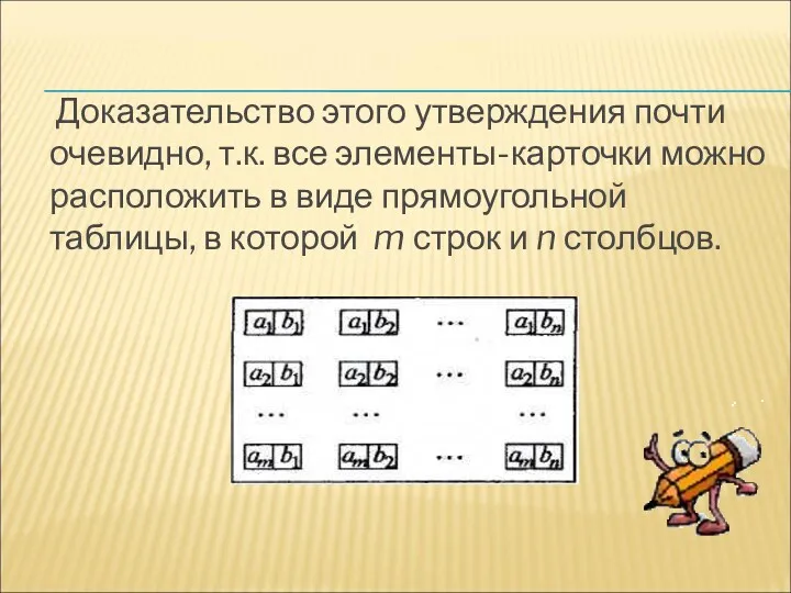 Доказательство этого утверждения почти очевидно, т.к. все элементы-карточки можно расположить