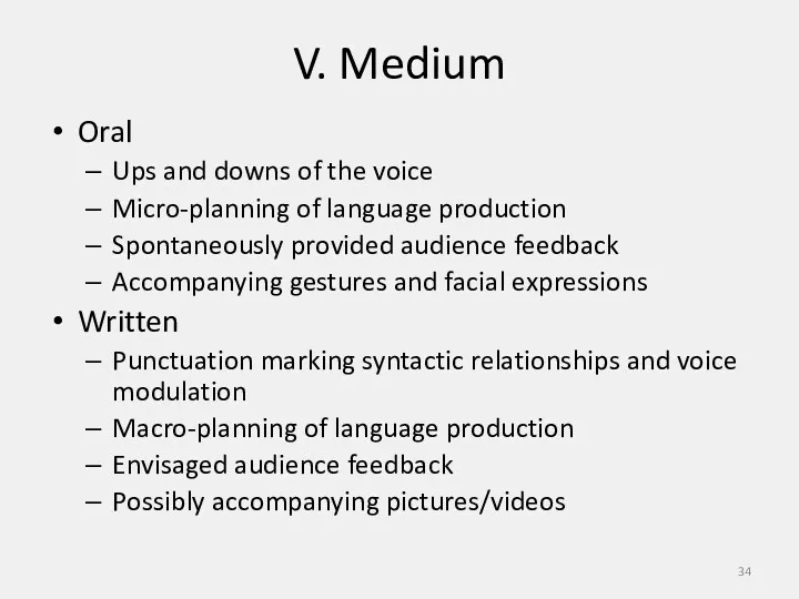 V. Medium Oral Ups and downs of the voice Micro-planning