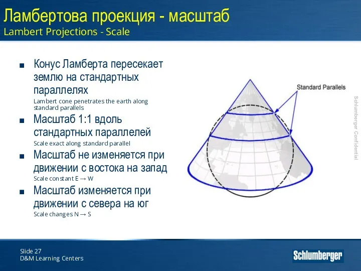 Slide D&M Learning Centers Ламбертова проекция - масштаб Lambert Projections