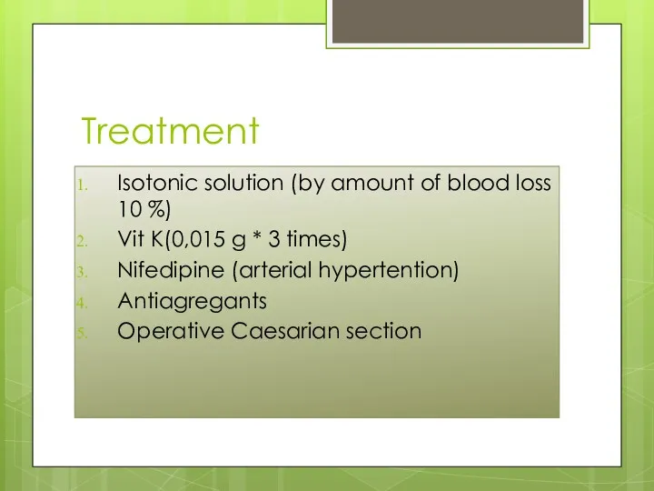 Treatment Isotonic solution (by amount of blood loss 10 %)