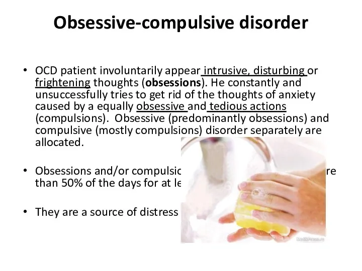 Obsessive-compulsive disorder OCD patient involuntarily appear intrusive, disturbing or frightening