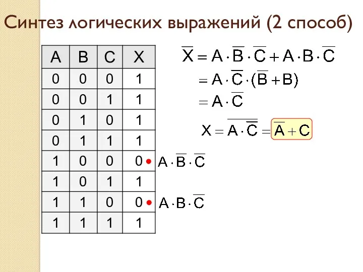 Синтез логических выражений (2 способ)